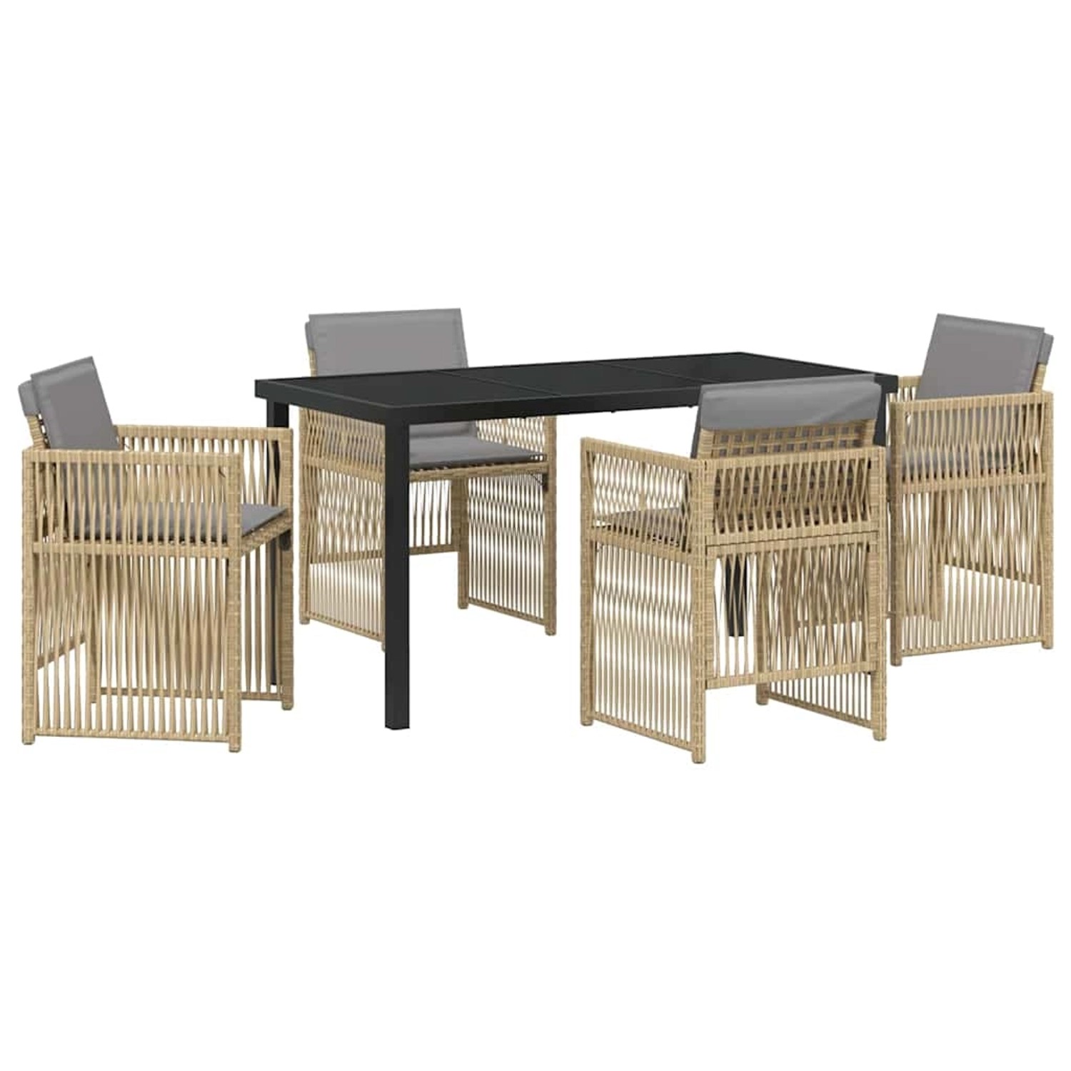 vidaXL Garten Essgruppe 5-Tlg Beige Poly Rattan 3380670 günstig online kaufen