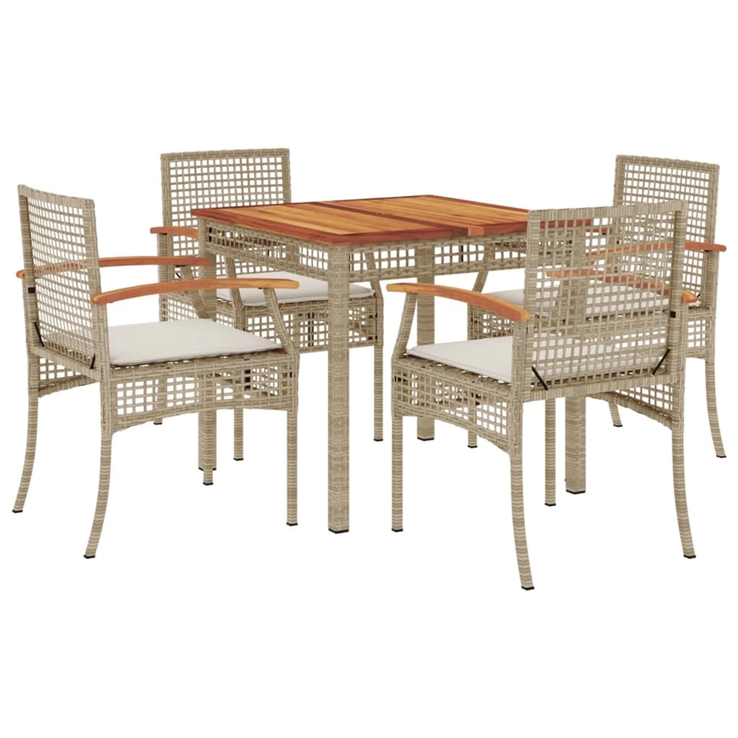 vidaXL 5-Tlg Garten-Essgruppe mit Kissen Beige Poly Rattan 3213579 günstig online kaufen