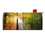 Schwarzer Banjado US Briefkasten mit Herbstwald Motiv, Stahl, 48x22x16cm.