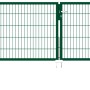 Grünes Metallzaun Doppeltor für Doppelstabmatten zum Einbetonieren, 100x350 cm.