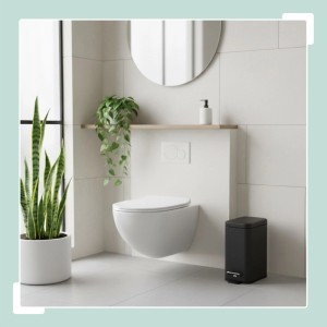 Relaxdays Tretmülleimer Metall Schwarz Softclose 29,5 cm x 26 cm x 14 cm 1 kg