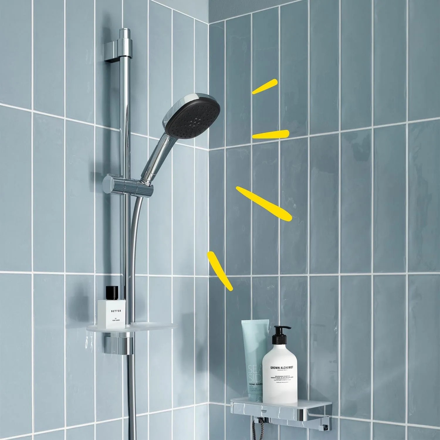 Grohe Brausegarnitur Vitalio Comfort 110 Chrom mit Handbrause, Brausestange und Schlauch.