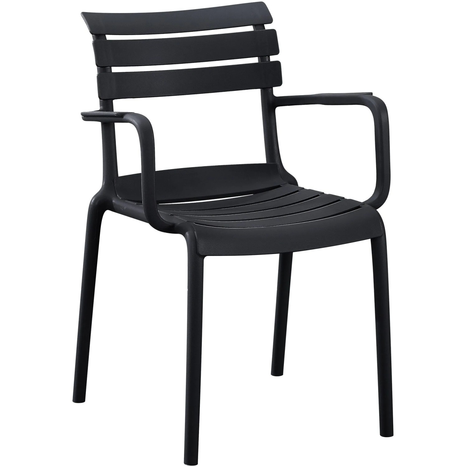 DELUKE Gartenstuhl KARL mit Armlehne 57x57x82cm Kunststoff Schwarz Stapelstuhl Loungestuhl Garten Outdoor-Stuhl
