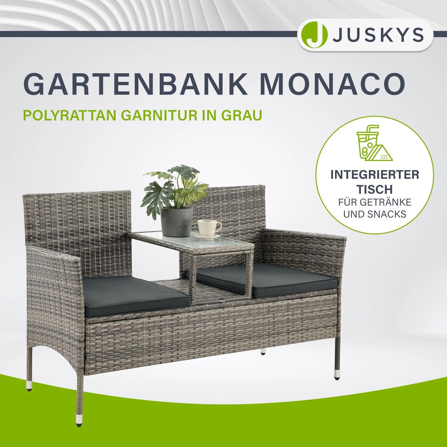 Outdoor Sitzgruppe Monaco 240cm - Polyrattan Gartenmöbel Mit Kissen & Tisch