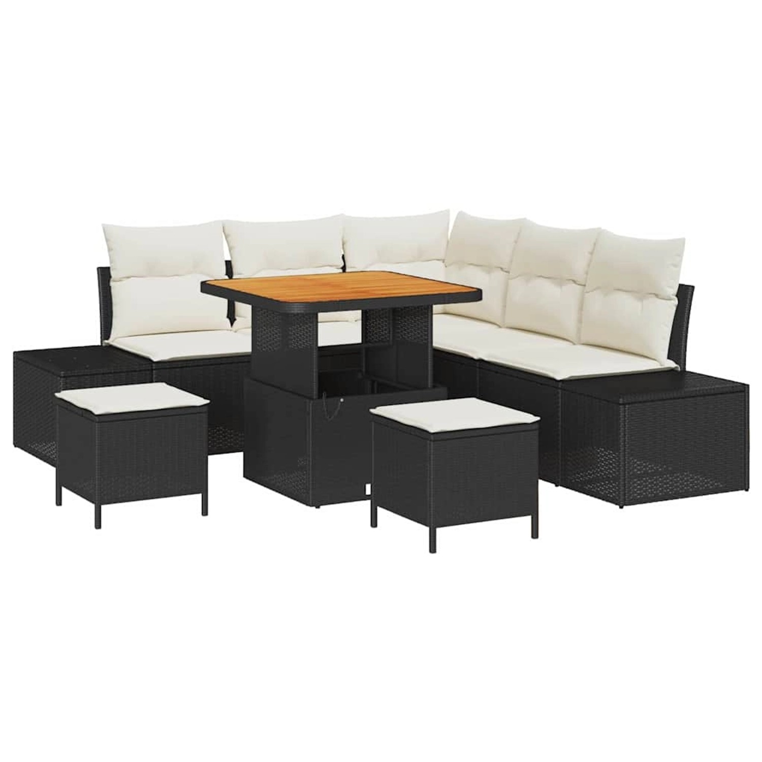 vidaXL Garten-Sofa-Set mit Speicher 8-Tlg Schwarz Poly Rattan 3364730 günstig online kaufen