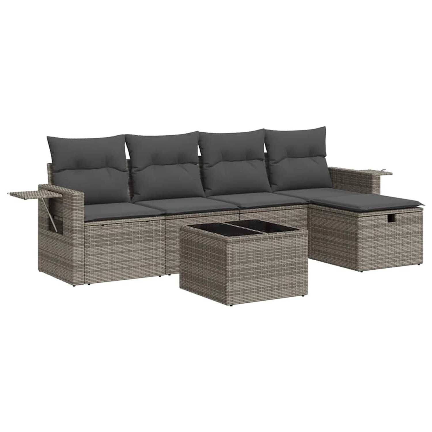 vidaXL 6-Tlg Garten-Sofagarnitur mit Kissen Grau Poly Rattan 3325476 günstig online kaufen