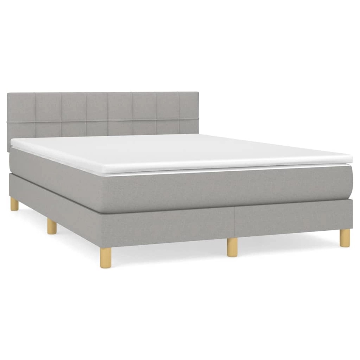 Thumbnail - vidaXL Boxspringbett mit Matratze Hellgrau 140x200 cm Stoff1389341