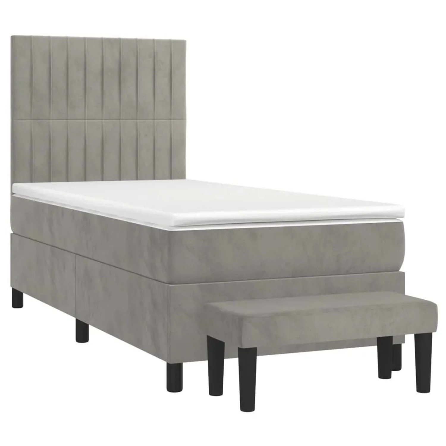 vidaXL Boxspringbett mit Matratze Hellgrau 90x190 cm Samt 3137935 günstig online kaufen