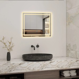 Aica Sanitär LED Badspiegel, 60x50 cm, mit drei Lichtfarben, dimmbar und beschlagfrei.
