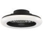 Schwarze LED-Deckenleuchte Montero mit Ventilator, Ø 42 cm.
