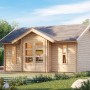 Karibu Gartenhaus Finnmark aus Fichte ohne Boden, mit Doppeltür und Satteldach.