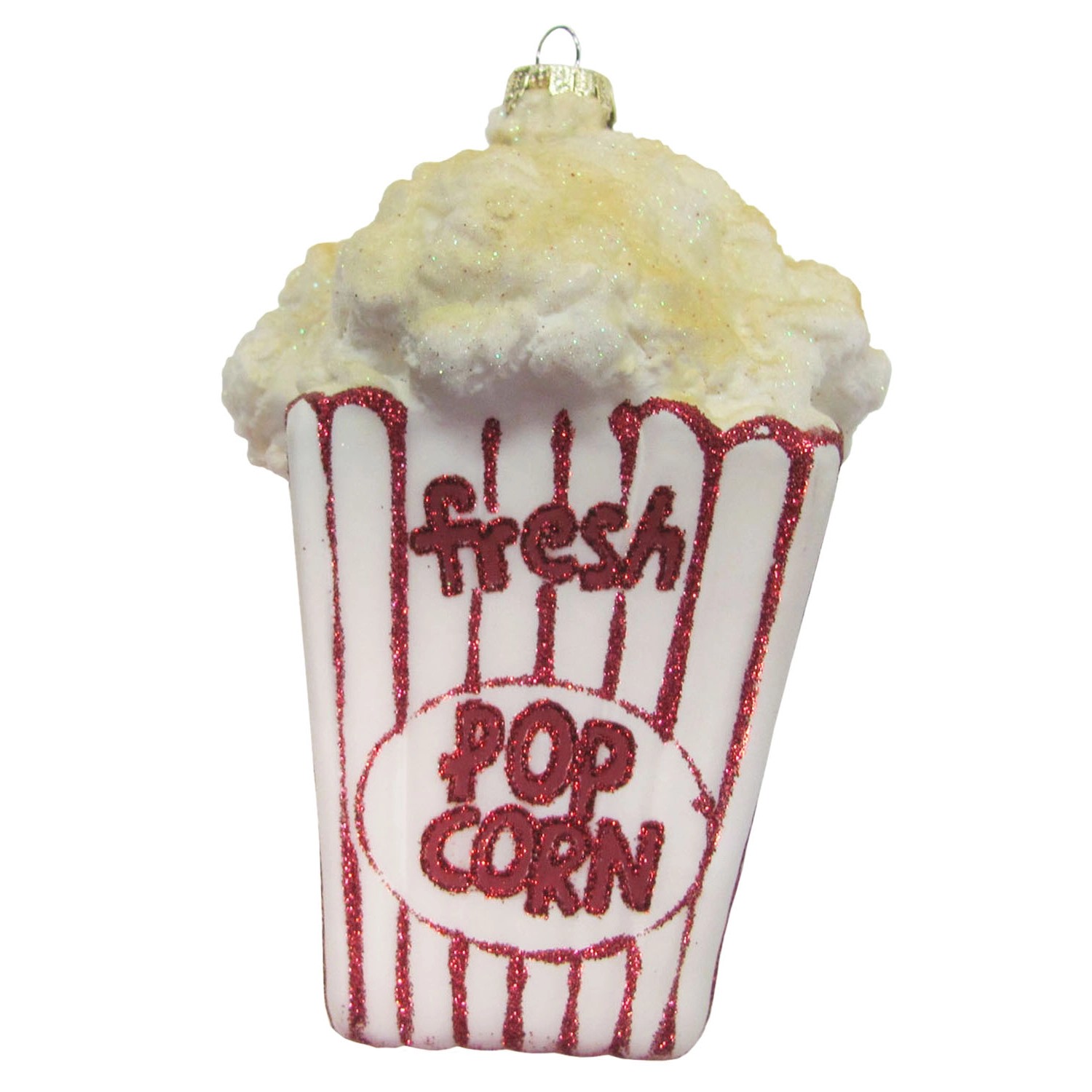 Krebs Glas Lauscha Baumschmuck Tüte Popcorn Weiß 13cm