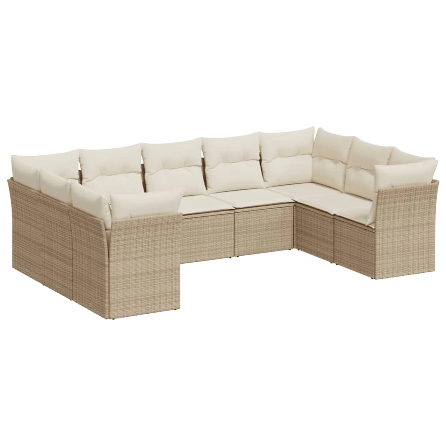 vidaXL 9-tlg Garten-Sofagarnitur mit Kissen Beige Poly Rattan Modell 80 günstig online kaufen