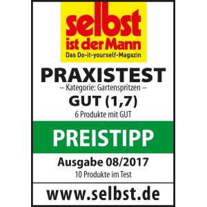 Auszeichnung "Preistipp" für LUX Wasserspritze Duo Gartenspritze, getestet von "Selbst ist der Mann".