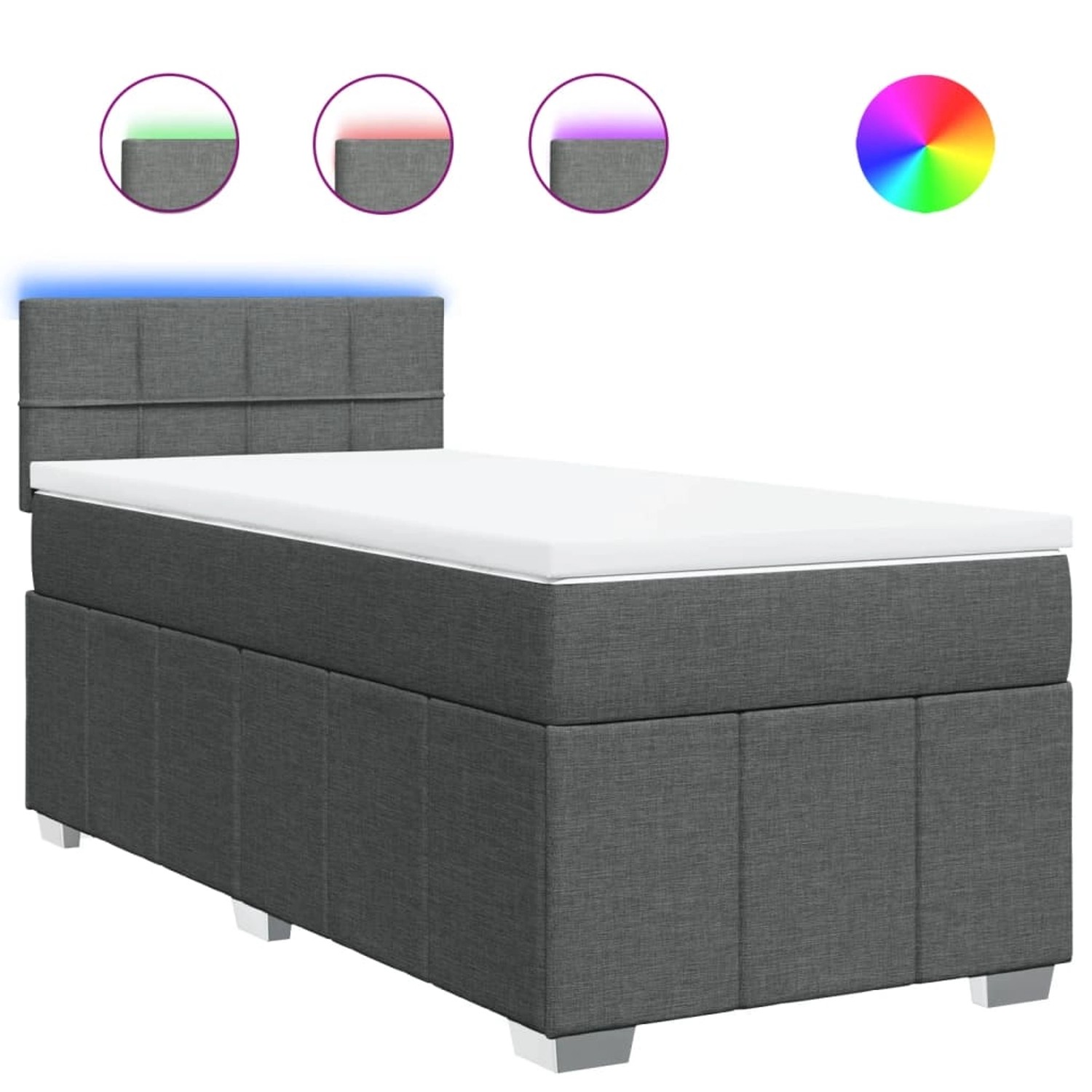 vidaXL Boxspringbett mit Matratze Dunkelgrau 90x190 cm Stoff 3289224 günstig online kaufen