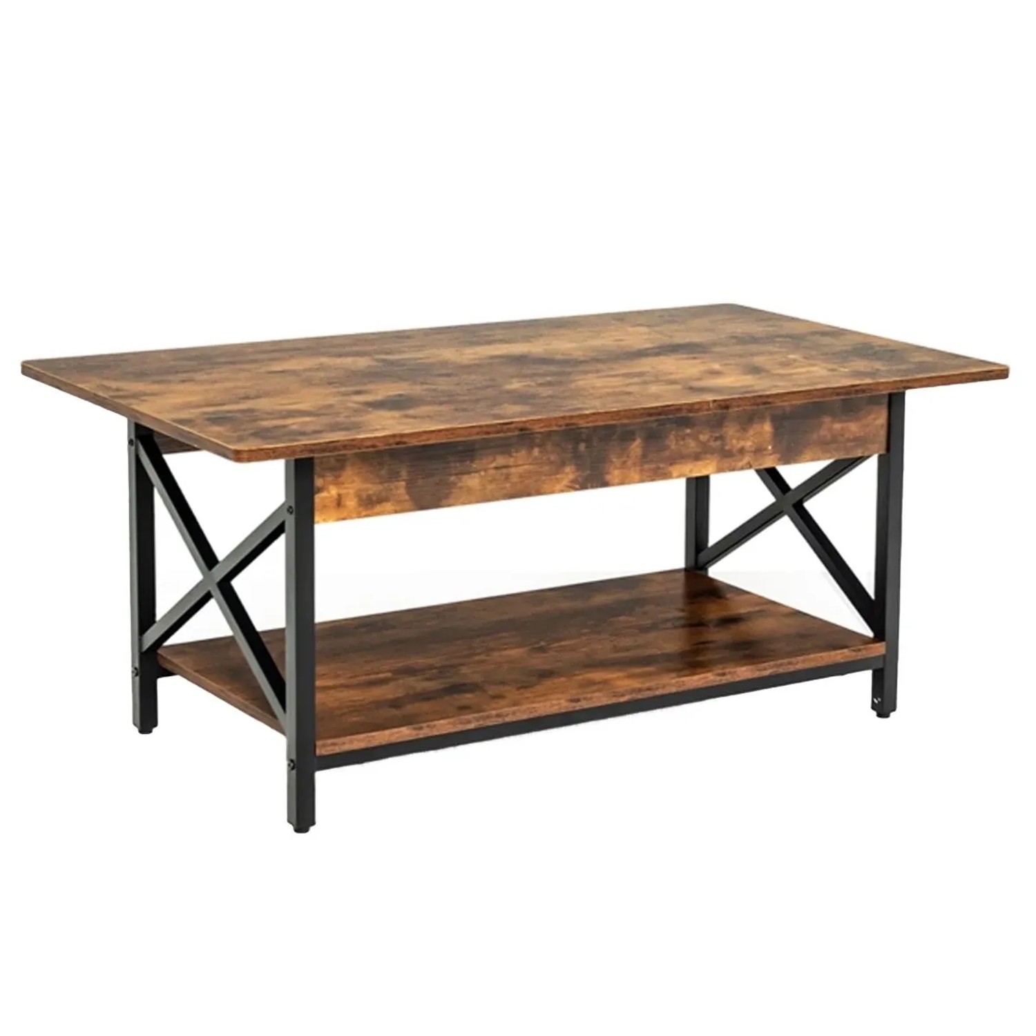 Costway Beistelltisch Couchtisch Ablage Vintage Braun