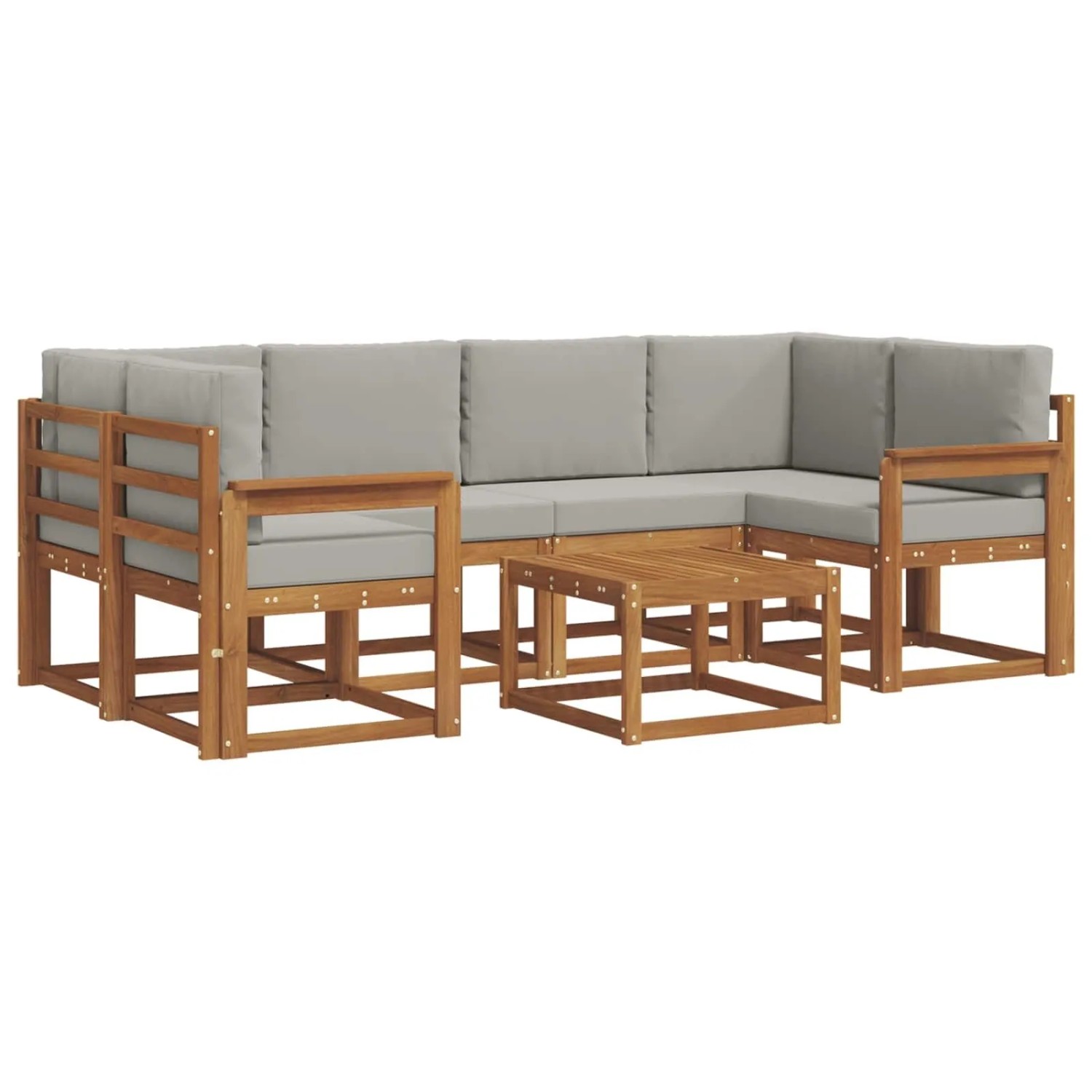 vidaXL Outdoor-Sofagarnitur mit Kissen 7-Tlg Natur und Hellgrau 3366069