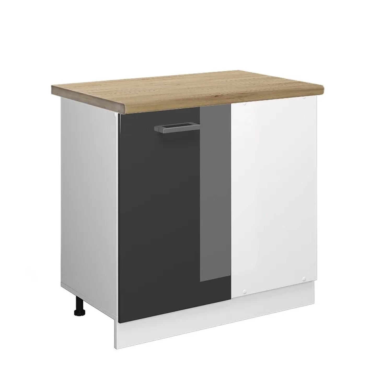 Vicco Eckunterschrank R-Line Anthrazit Hochglanz Weiß 86 cm AP Eiche