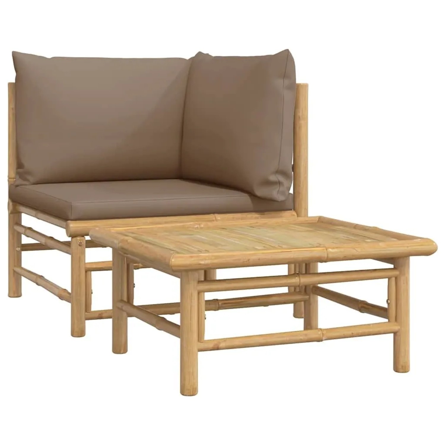 vidaXL 2-Tlg Garten-Lounge-Set mit Taupe Kissen Bambus 362285