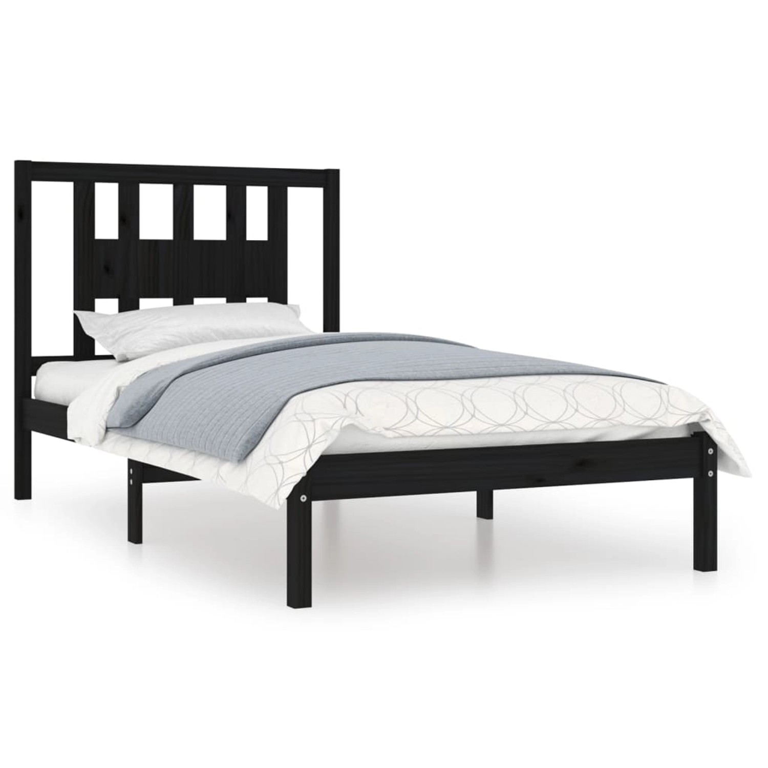 Vidaxl Massivholzbett Schwarz Kiefer 100x200 Cm günstig online kaufen