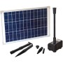 Heissner Solar-Teichpumpen-Set mit Solarmodul, Pumpe und Zubehör für Wasserspiele.