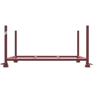 Schake Stapelpalette, braun lackiert, 1,5x0,87x0,3m. Robuste Baugeräte-Lösung für Lager und Transport.