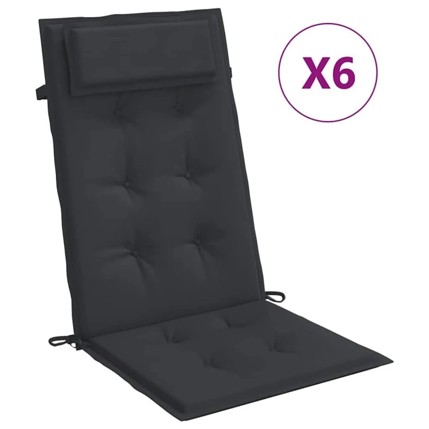 6er-Set vidaXL Hochlehner Auflagen in Schwarz aus Oxford-Gewebe.