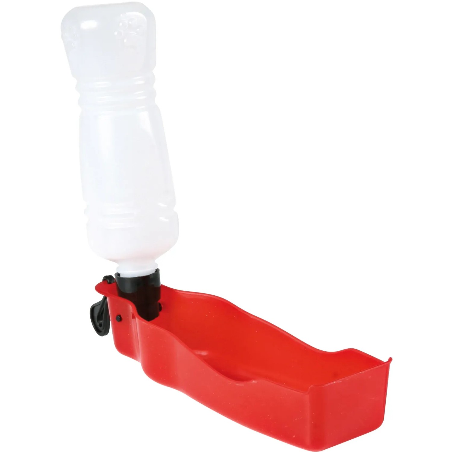 Jollypaw Trinkflasche mit rotem Napf, 500ml, für Hunde unterwegs.