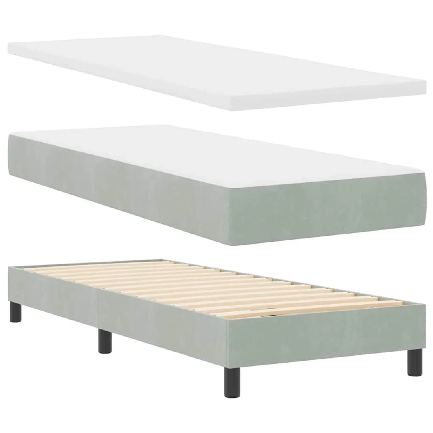 vidaXL Boxspringbett mit Matratze 80x200 cm Samt Hellgrau 3340412 günstig online kaufen