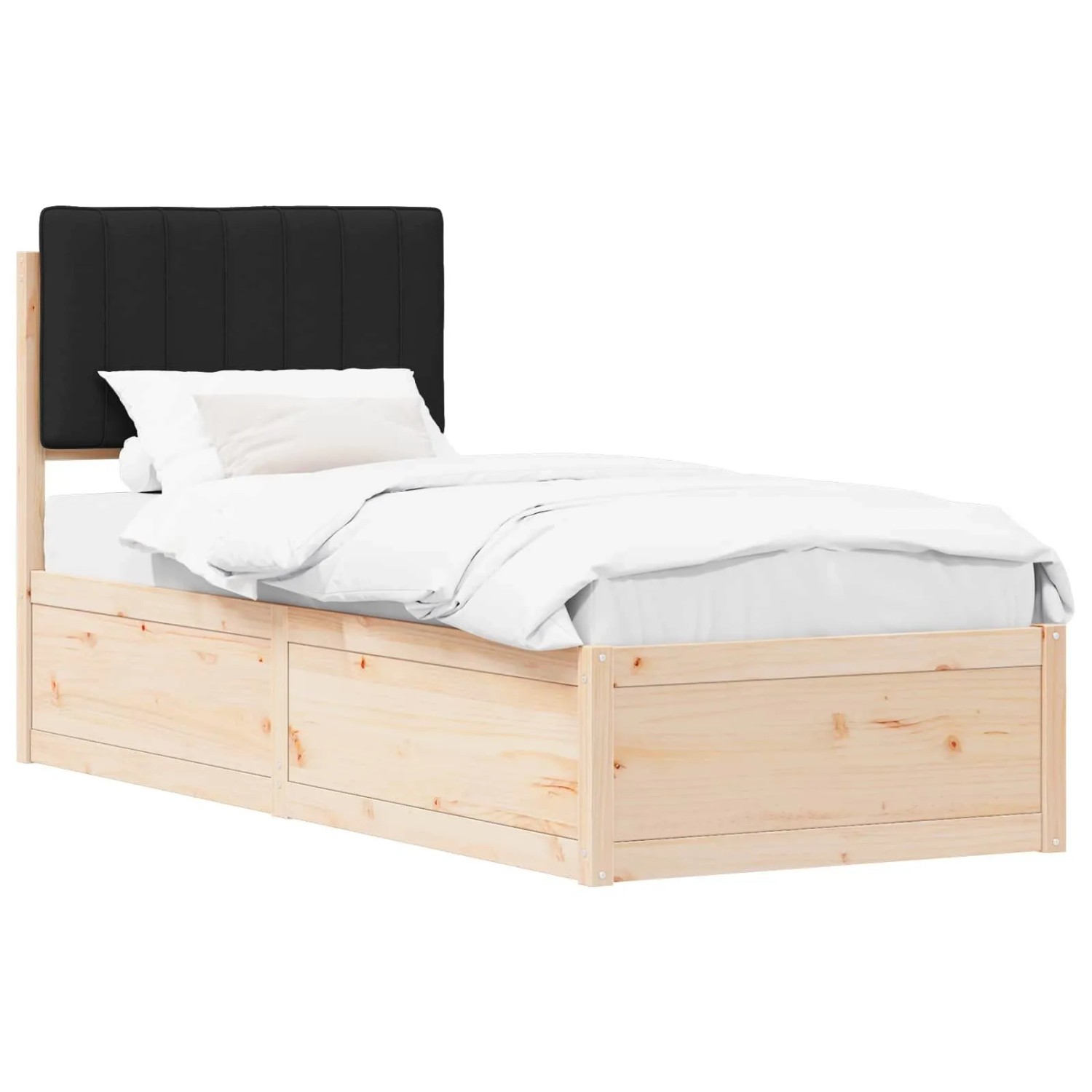 vidaXL Bettgestell mit Gepolstertem Kopfteil Schwarz 80 x 200 cm 877801 günstig online kaufen