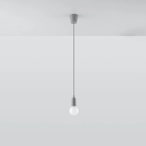 Graue Sollux Lighting Hängeleuchte Diego 1 mit E27 Fassung. Moderne Pendelleuchte für Wohnzimmer und Schlafzimmer.