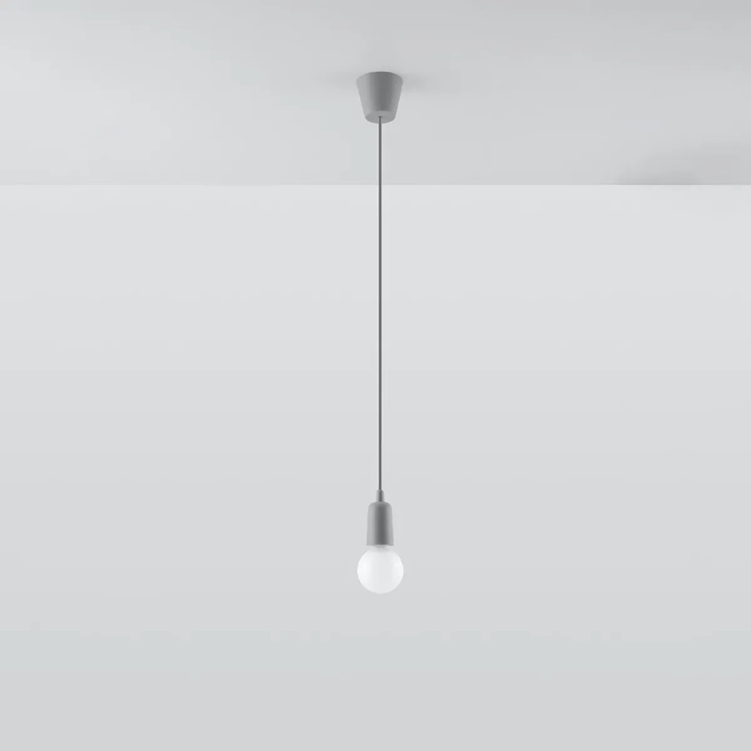 Graue Sollux Lighting Hängeleuchte Diego 1 mit E27 Fassung. Moderne Pendelleuchte für Wohnzimmer und Schlafzimmer.