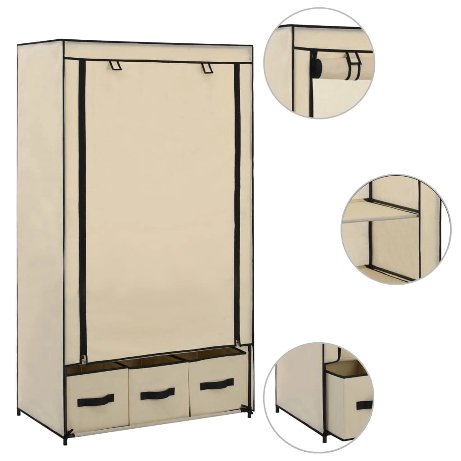 vidaXL Kleiderschrank Creme 87 x 49 x 159 cm Stoff