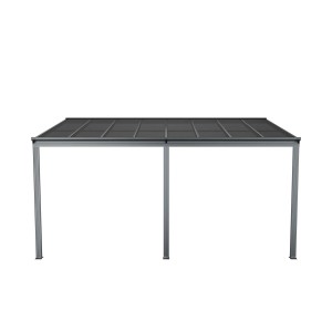 Juskys Terrassendach Borneo 4,9x3m, dunkelgrau, mit Doppelstegplatten. Alu-Konstruktion für Sonnenschutz.