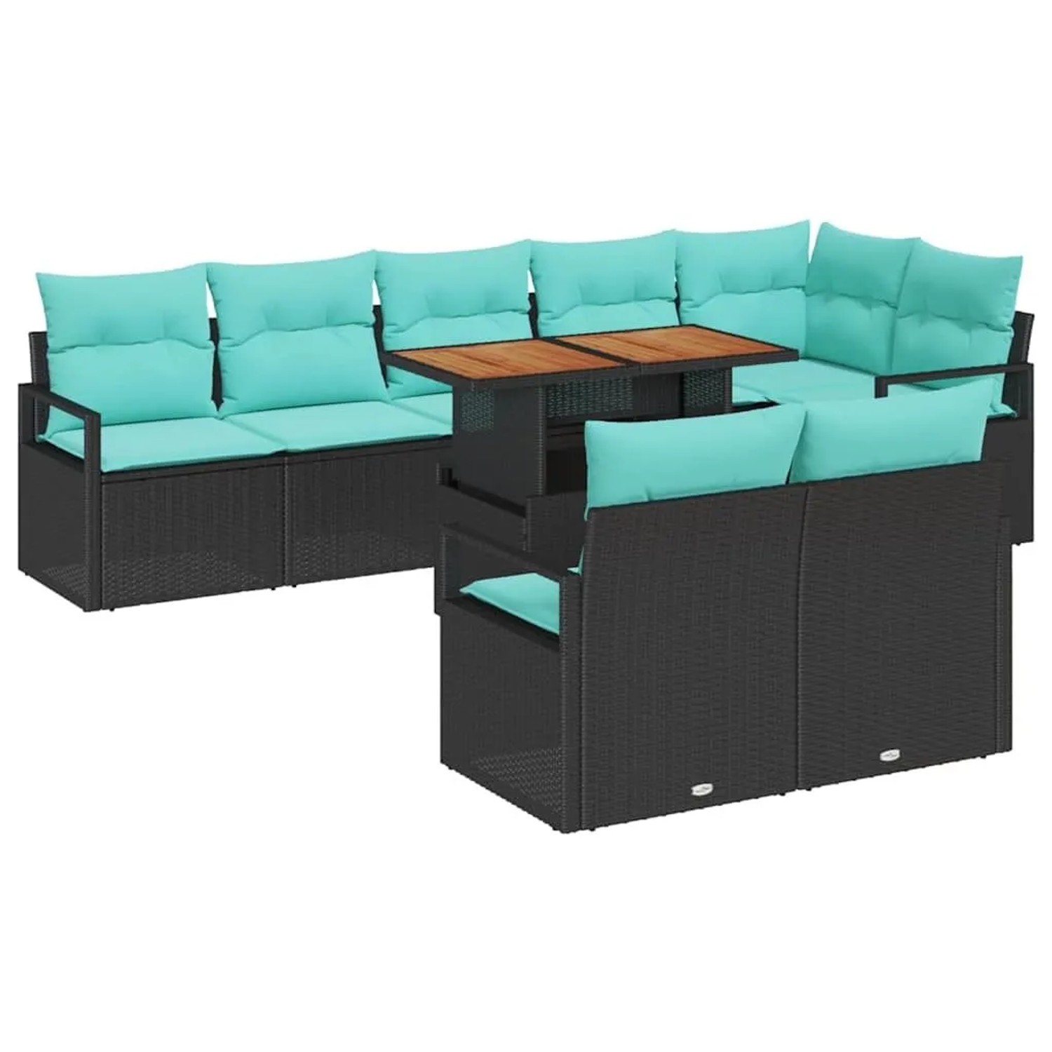 vidaXL Garten Essgruppe mit Kissen 9-Tlg Schwarz und Teal 3349731