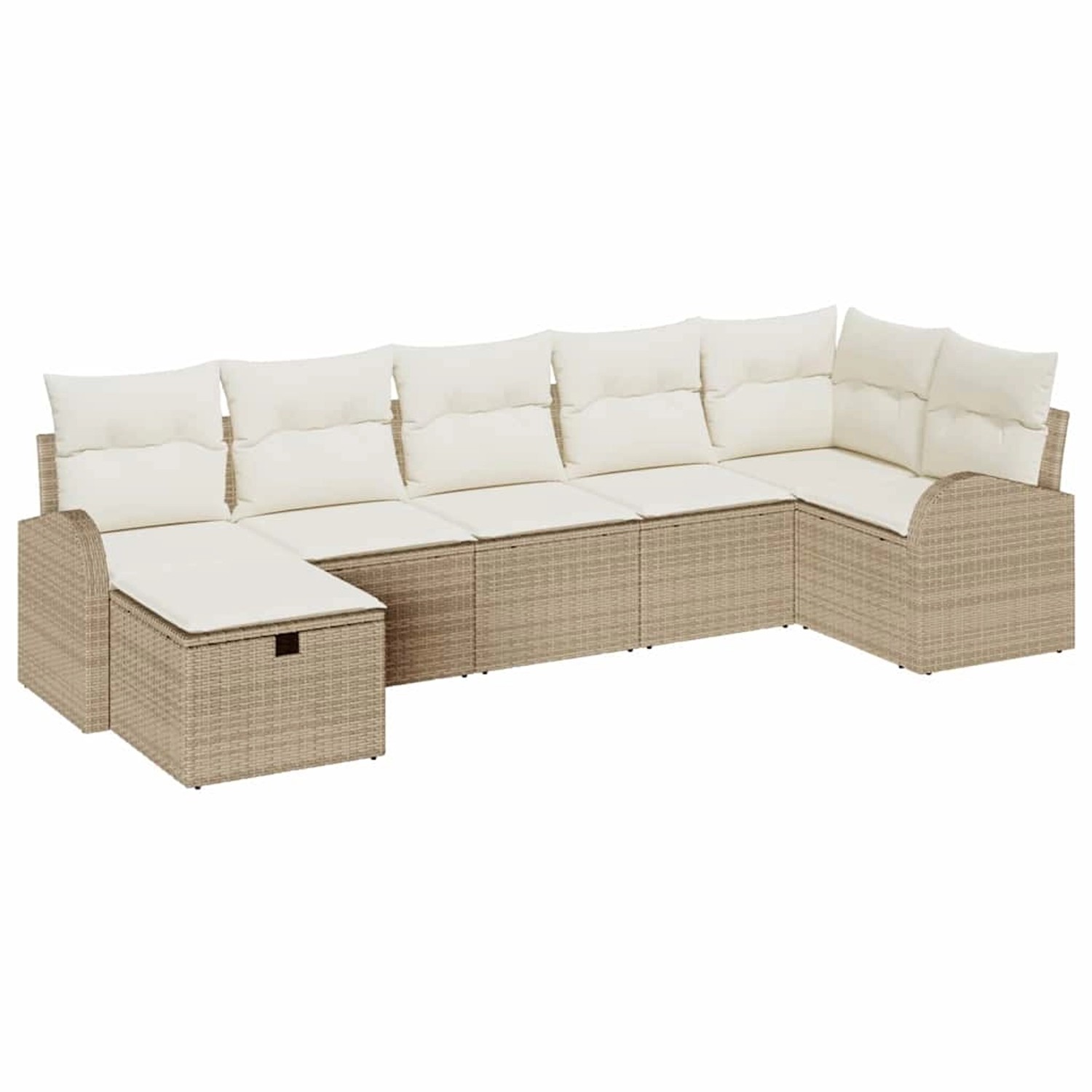 vidaXL Garten-Sofa-Set mit Kissen mit Speicher 7-Tlg Beige Poly Rattan 3360 günstig online kaufen
