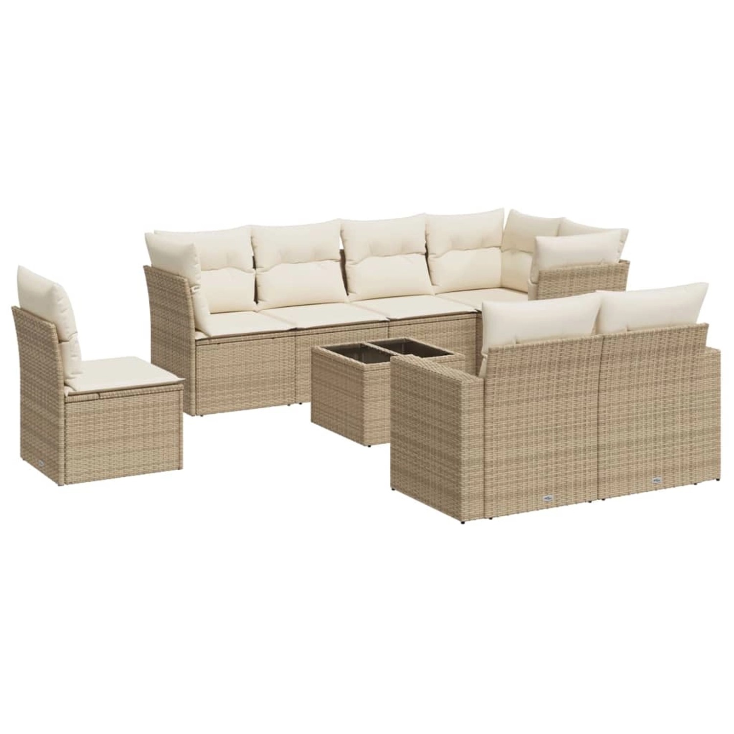 vidaXL 9-Tlg Garten-Sofagarnitur mit Kissen Beige Poly Rattan 3219238 günstig online kaufen
