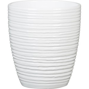 Weißes Scheurich Orchideengefäß Alaska mit Rillenstruktur, Ø 12,3 cm.