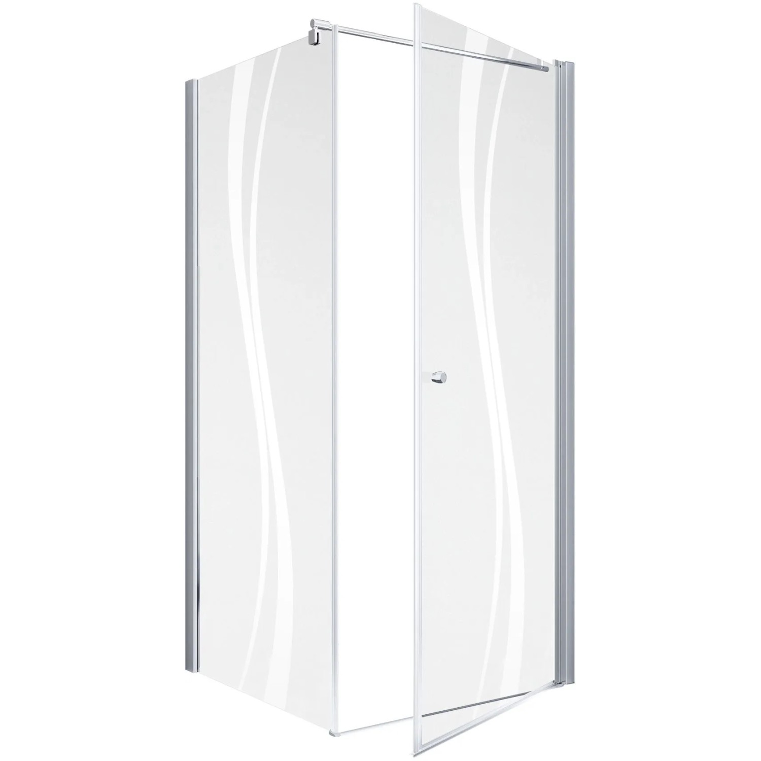 Schulte ExpressPlus Eckdusche mit Drehtür und Seitenwand, Dekor Liane, 80cm.