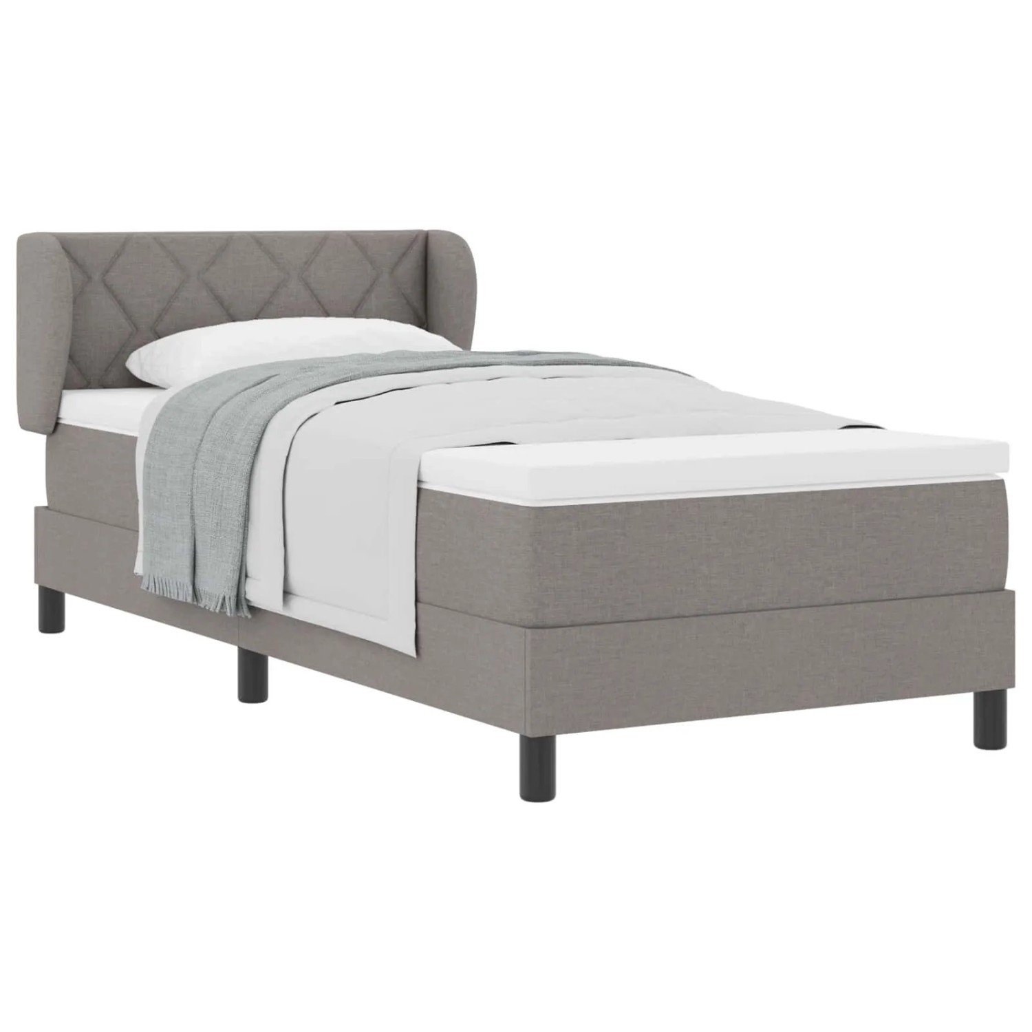 vidaXL Boxspringbett mit Matratze mit Kopfteil Taupe 90 x 200 cm Stoff 3340070