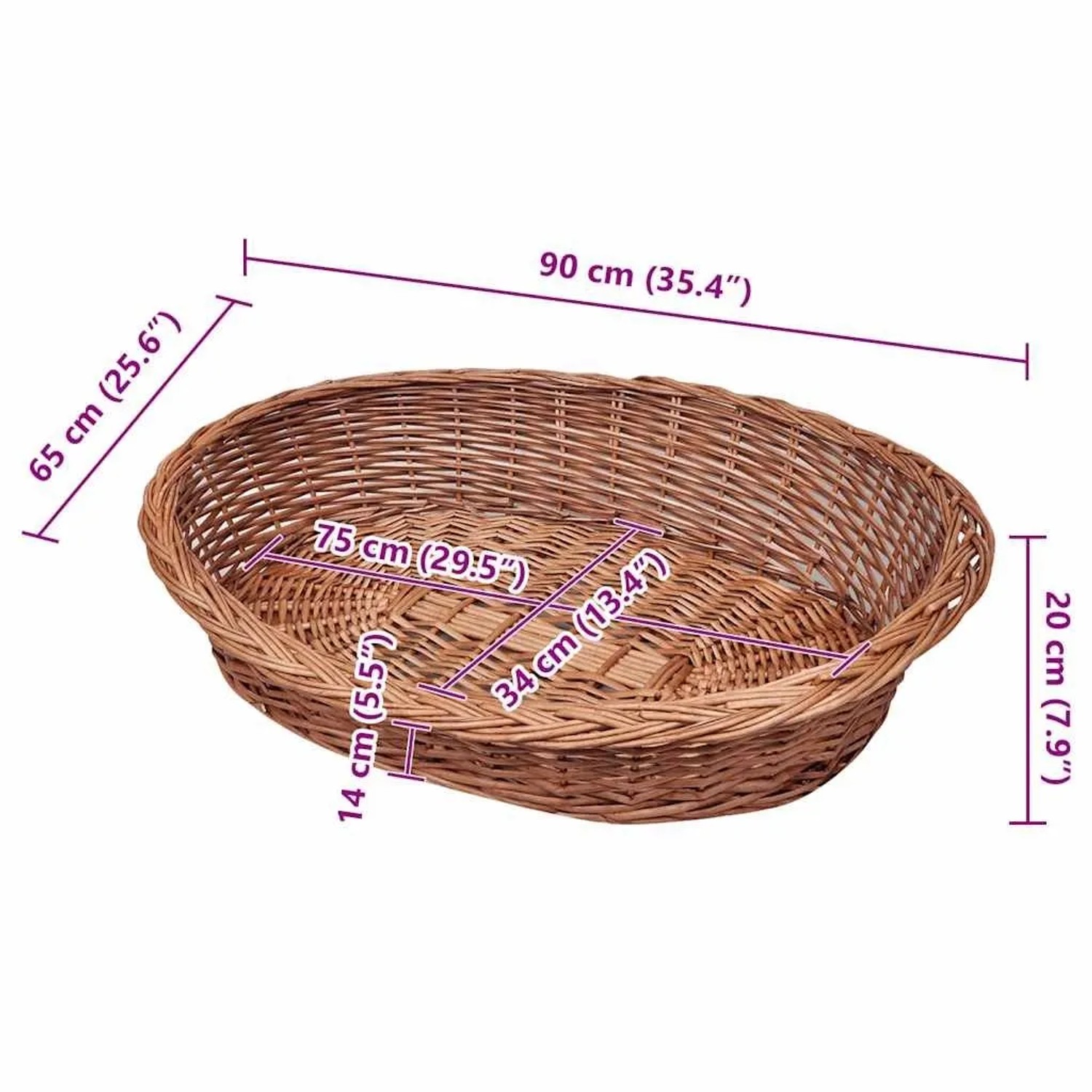 vidaXL Hundebett aus Weide Natur 90 cm 170340_6