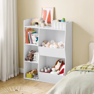 Weißes SoBuy Bücherregal/Kinderregal mit 5 offenen Fächern und Ablage für Kinderzimmer.