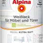 Dose Alpina Weißlack für Möbel & Türen, matt, 750ml. 2in1 Grundierung und Lack, für gesundes Raumklima.