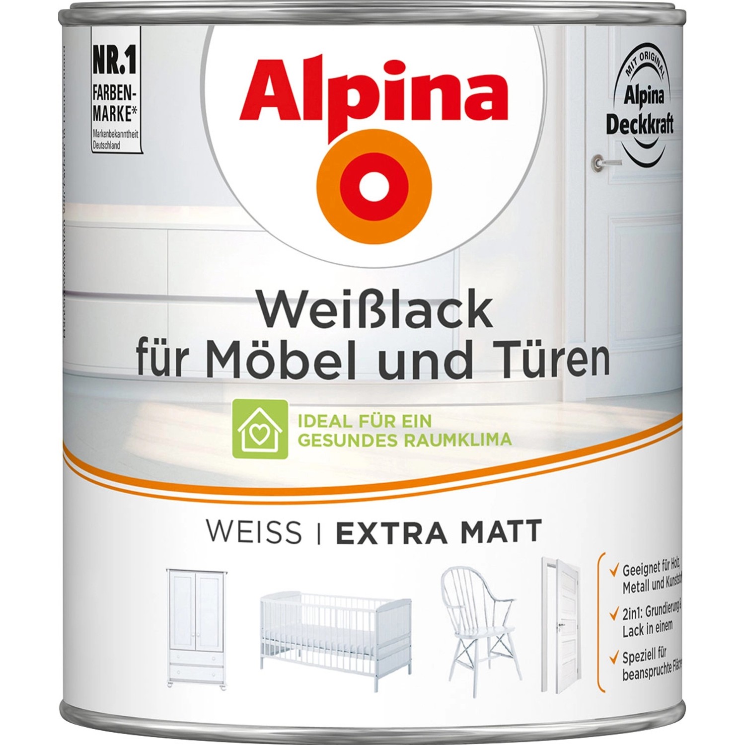 Alpina Weißlack für Möbel & Türen matt 750 ml