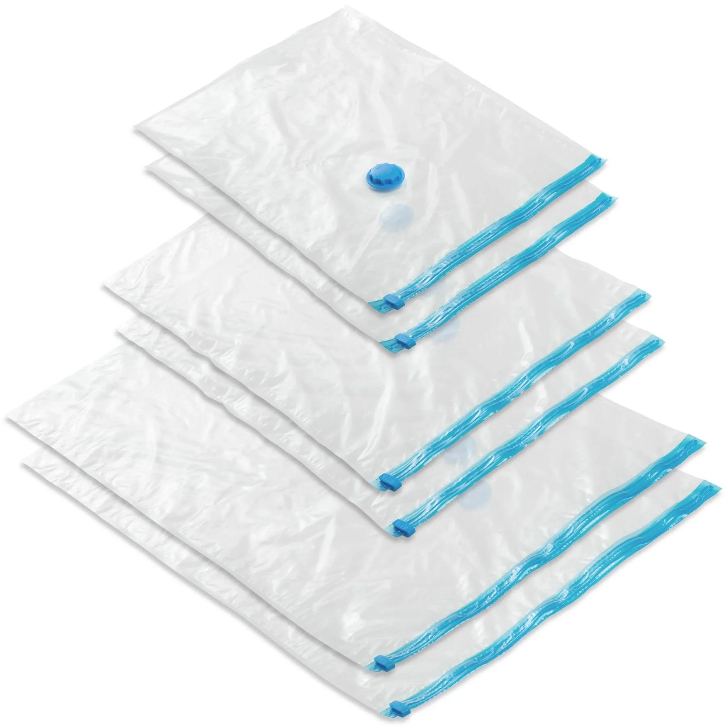 Tectake 6Er Set Vakuumbeutel  In 3 Größen  Mit Ein  und Auslassventil Zahnloser Druckverschluss  60 x 40 x 1 cm Transparent