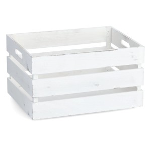 Weiße Zeller Aufbewahrungskiste aus Holz im Vintage-Design, 39x29x21,5 cm.