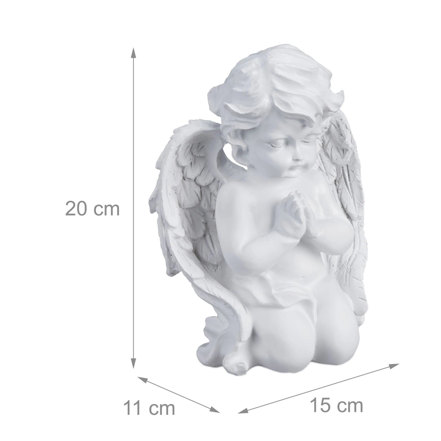 Relaxdays Grabengel Polyresin Weiß Wetterfest 20 cm x 15 cm x 11 cm 0,48 kg_4