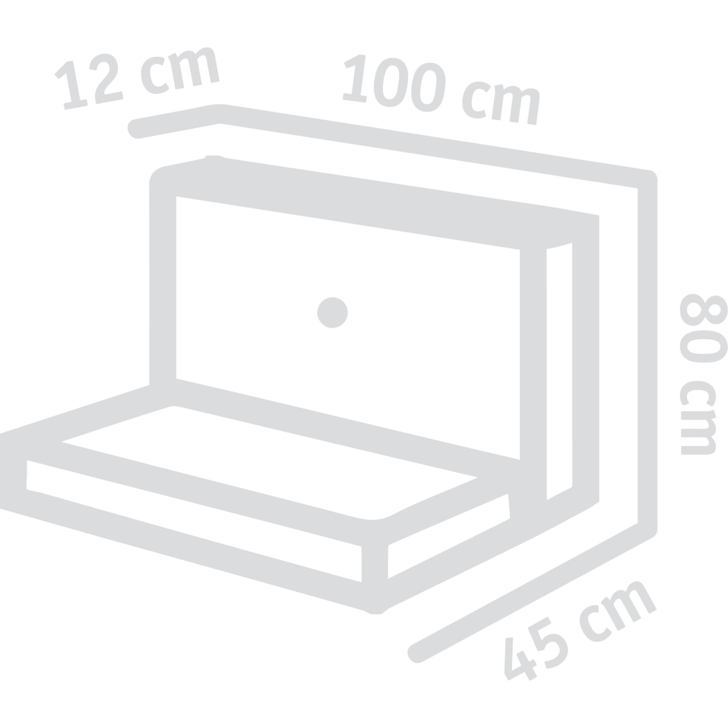 Skizze eines grauen Diephaus L-Stein bewehrt, 80x100x45x12 cm, für Mauersysteme.