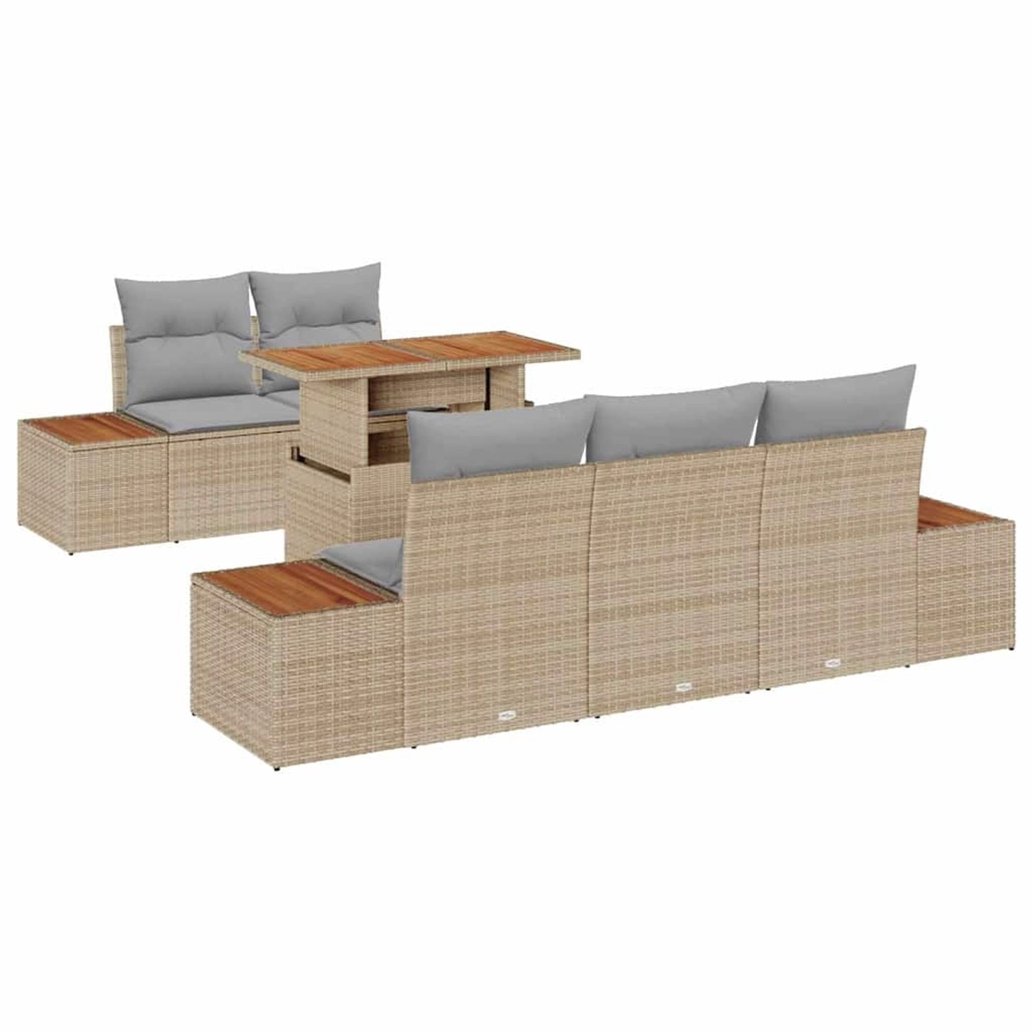vidaXL Garten-Sofa-Set mit Speicher 6-Tlg Beige Poly Rattan 3358764 günstig online kaufen