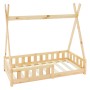 ML-Design Tipi Kinderbett 70x140cm, Naturholz mit Rausfallschutz und Lattenrost.